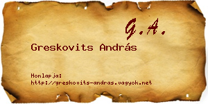 Greskovits András névjegykártya